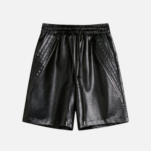Concert Outfit Drawstring Faux Leather Shorts