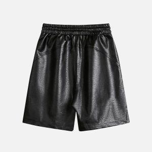 Concert Outfit Drawstring Faux Leather Shorts