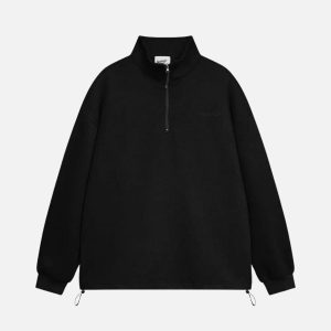 Concert Outfit Drawstring Hem Stand Collar Sweatshirt