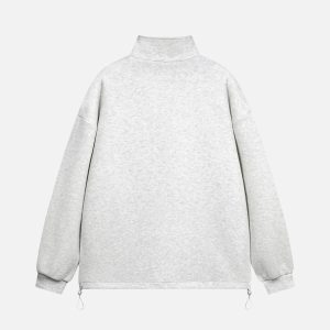 Concert Outfit Drawstring Hem Stand Collar Sweatshirt