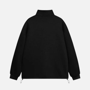 Concert Outfit Drawstring Hem Stand Collar Sweatshirt