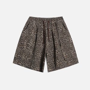 Concert Outfit Drawstring Leopard Print Shorts
