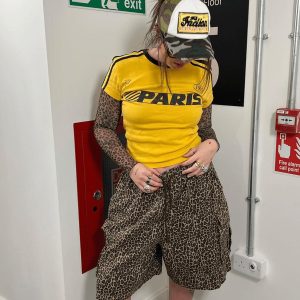 Concert Outfit Drawstring Leopard Print Shorts