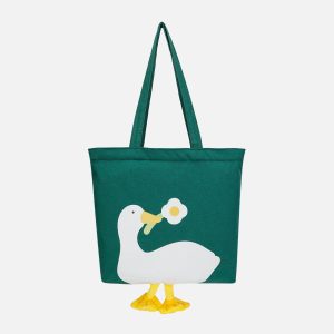 Concert Outfit Duck Flower Canvas Bag