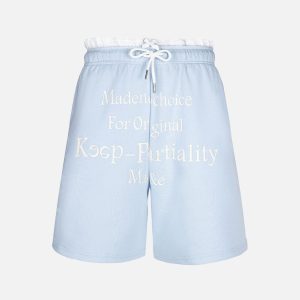 Concert Outfit Elastic Letter Double Waist Shorts