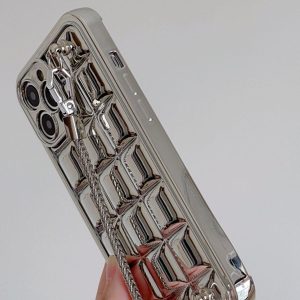 Concert Outfit Electroplate Block Heart Chain Mobile Phone Case