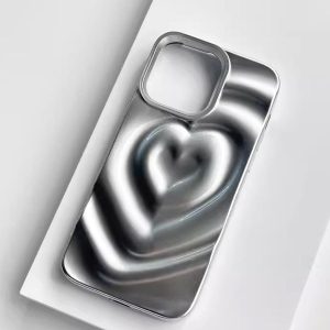Concert Outfit Electroplate Silver 3D Heart Water Ripple Phone Case