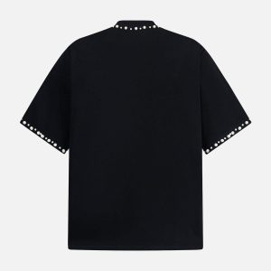 Concert Outfit Elegant Pearl-Embellished Oversized T-Shirt