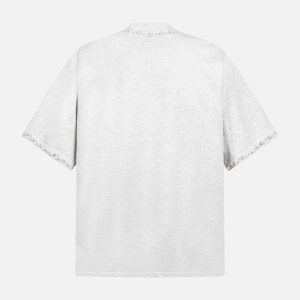 Concert Outfit Elegant Pearl-Embellished Oversized T-Shirt