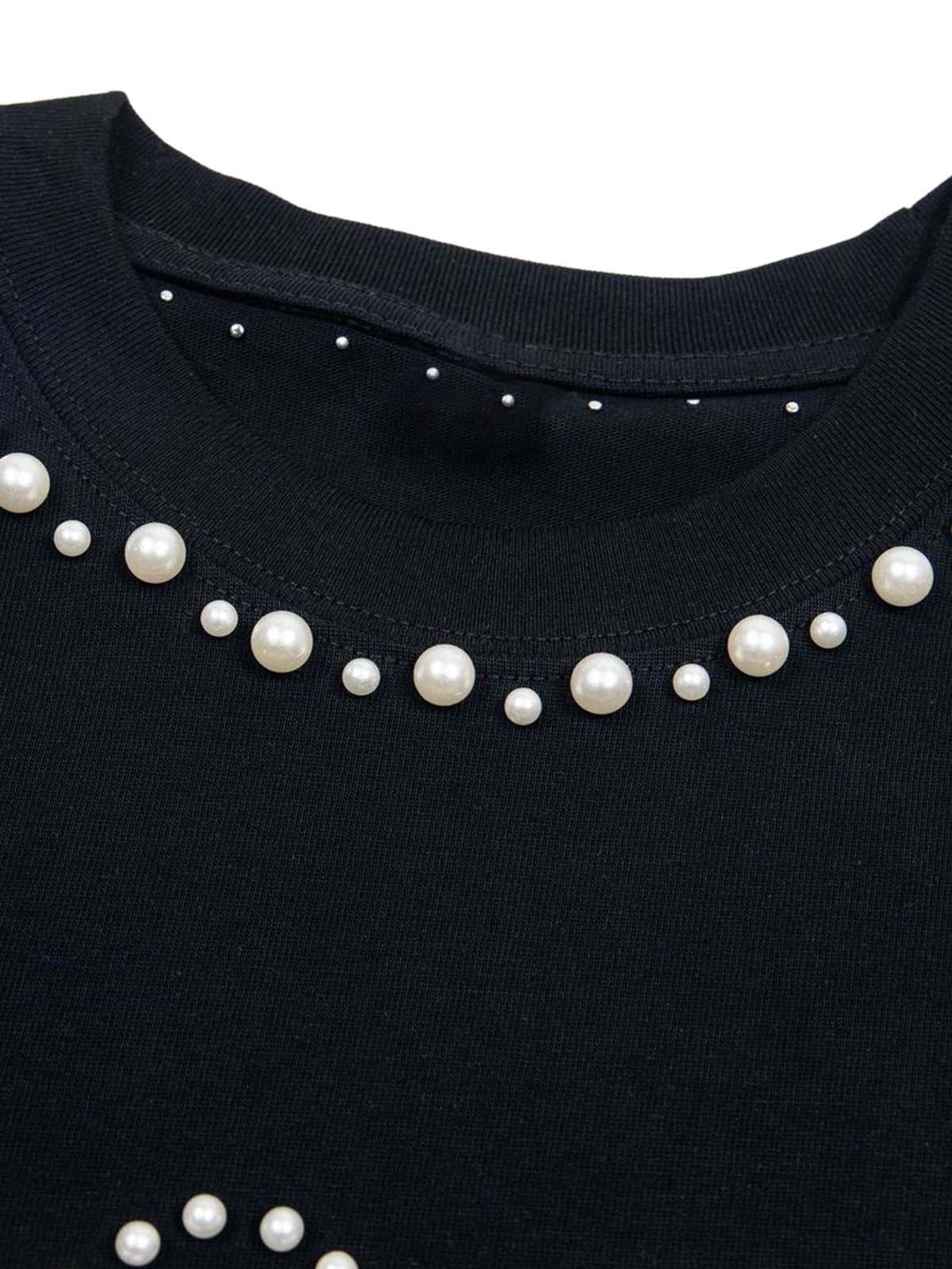 Concert Outfit Elegant Pearl-Embellished Oversized T-Shirt Concert Outfit Elegant Pearl-Embellished Oversized T-Shirt
