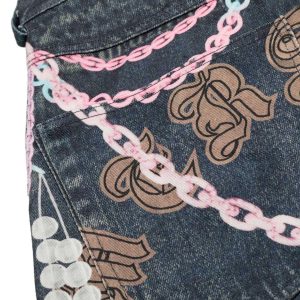 Concert Outfit Embellished Chain Denim Shorts