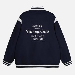 Concert Outfit Embroidered Contrast Color Varsity Jacket