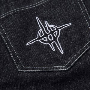 Concert Outfit Embroidered Flame Baggy Jeans