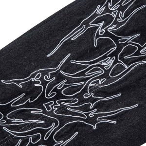 Concert Outfit Embroidered Flame Baggy Jeans