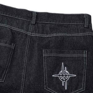 Concert Outfit Embroidered Flame Baggy Jeans