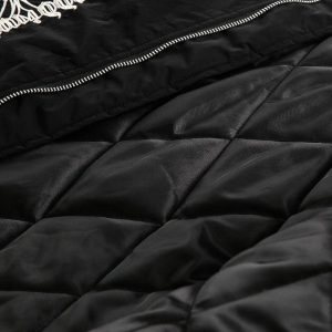 Concert Outfit Embroidered Fur Hooded Quilted Jacket