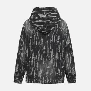 Concert Outfit Embroidered Washed Denim Hoodie