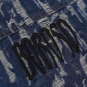 Concert Outfit Embroidered Washed Denim Hoodie
