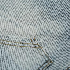 Concert Outfit Embroidered Washed Distressed Denim Hoodie