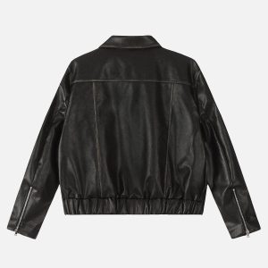 Concert Outfit Embroidery Bow Faux Leather Jacket