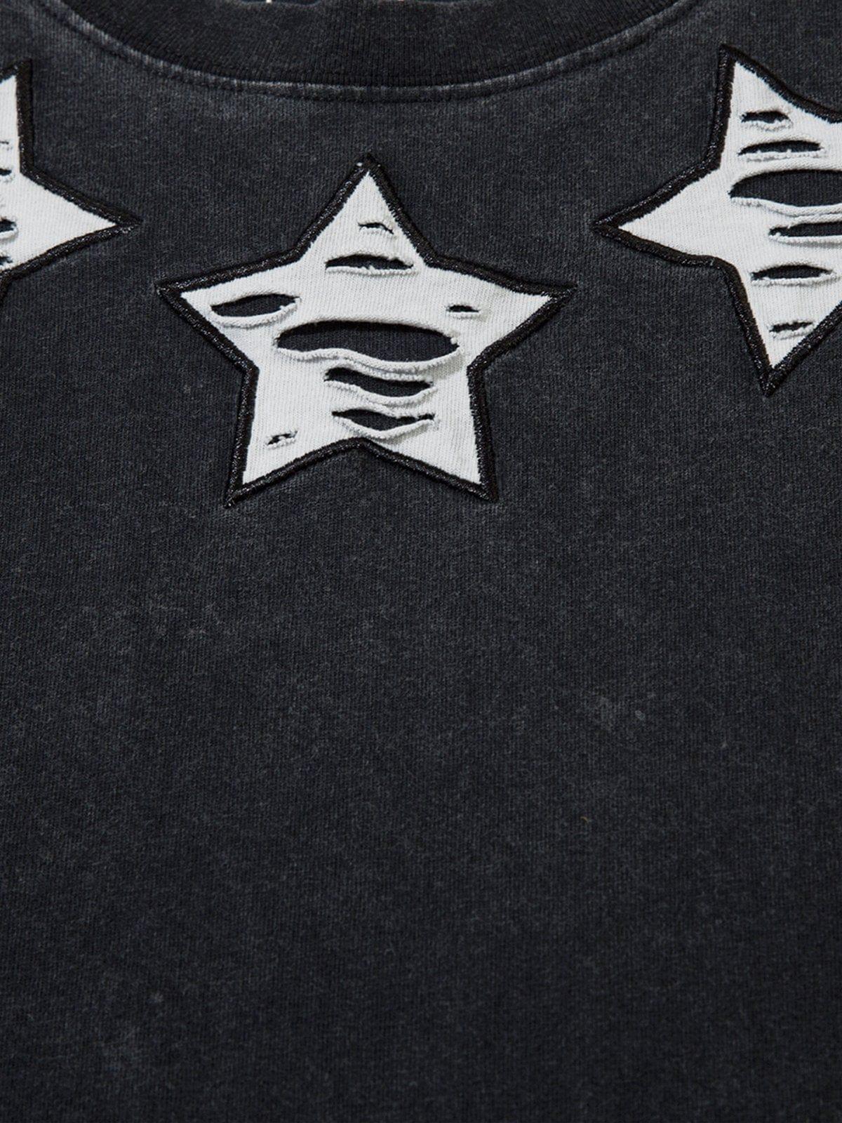 Concert Outfit Embroidery Distressed Star Washed Tee Concert Outfit Embroidery Distressed Star Washed Tee