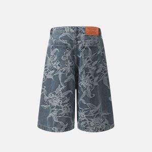 Concert Outfit Embroidery Flower Longline Jorts
