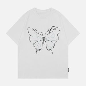 Concert Outfit Embroidery Line Butterfly Tee