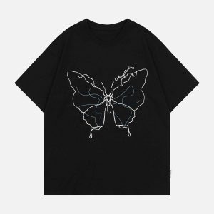 Concert Outfit Embroidery Line Butterfly Tee
