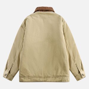 Concert Outfit Embroidery Patchwork Print Stand Collar Quilted Barn Jacket