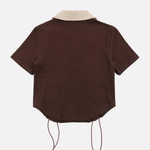 Concert Outfit Embroidery Side Drawstring Fold-Over Star Tee