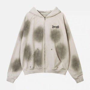Concert Outfit Embroidery Spots Zip-Up Hoodie