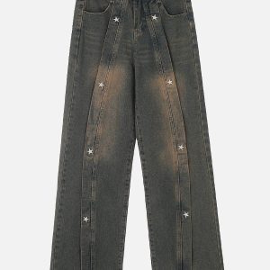 Concert Outfit Embroidery Star Washed Jeans