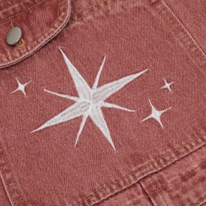 Concert Outfit Embroidery Star Washed Overalls