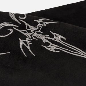 Concert Outfit Embroidery Suede Tee