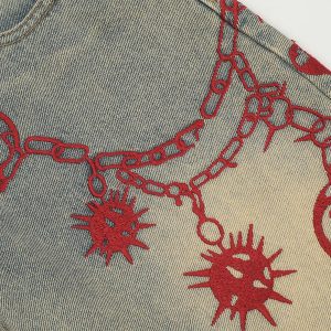 Concert Outfit Embroidery Washed Jeans