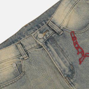 Concert Outfit Embroidery Washed Jeans