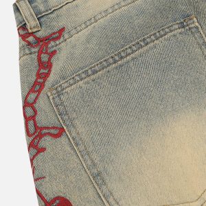 Concert Outfit Embroidery Washed Jeans