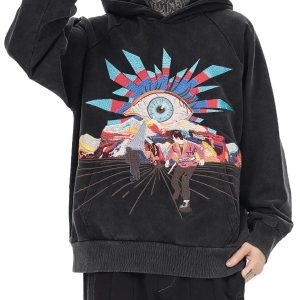 Concert Outfit Evil Eye Embroidered Hoodie