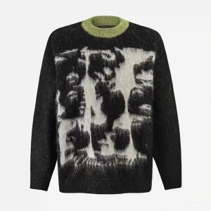 Concert Outfit Facial Pattern Mohair Sweater