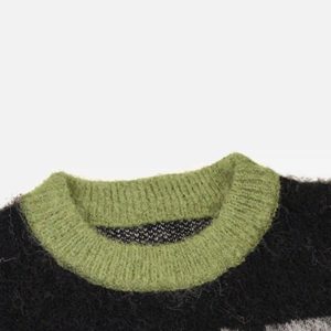 Concert Outfit Facial Pattern Mohair Sweater