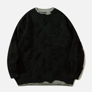 Concert Outfit Fake Two 3D Star Graphics Sweater