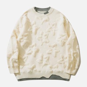 Concert Outfit Fake Two 3D Star Graphics Sweater