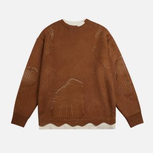 Concert Outfit Fake Two Breakage Design Sweater