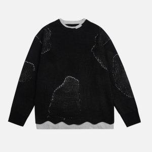 Concert Outfit Fake Two Breakage Design Sweater