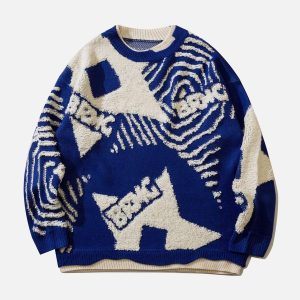 Concert Outfit Fake-Two Flocking Patchwork Sweater