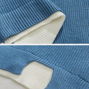 Concert Outfit Fake Two Patchwork Knit Sweater