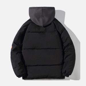Concert Outfit Fake Two-Piece Hooded Winter Coat