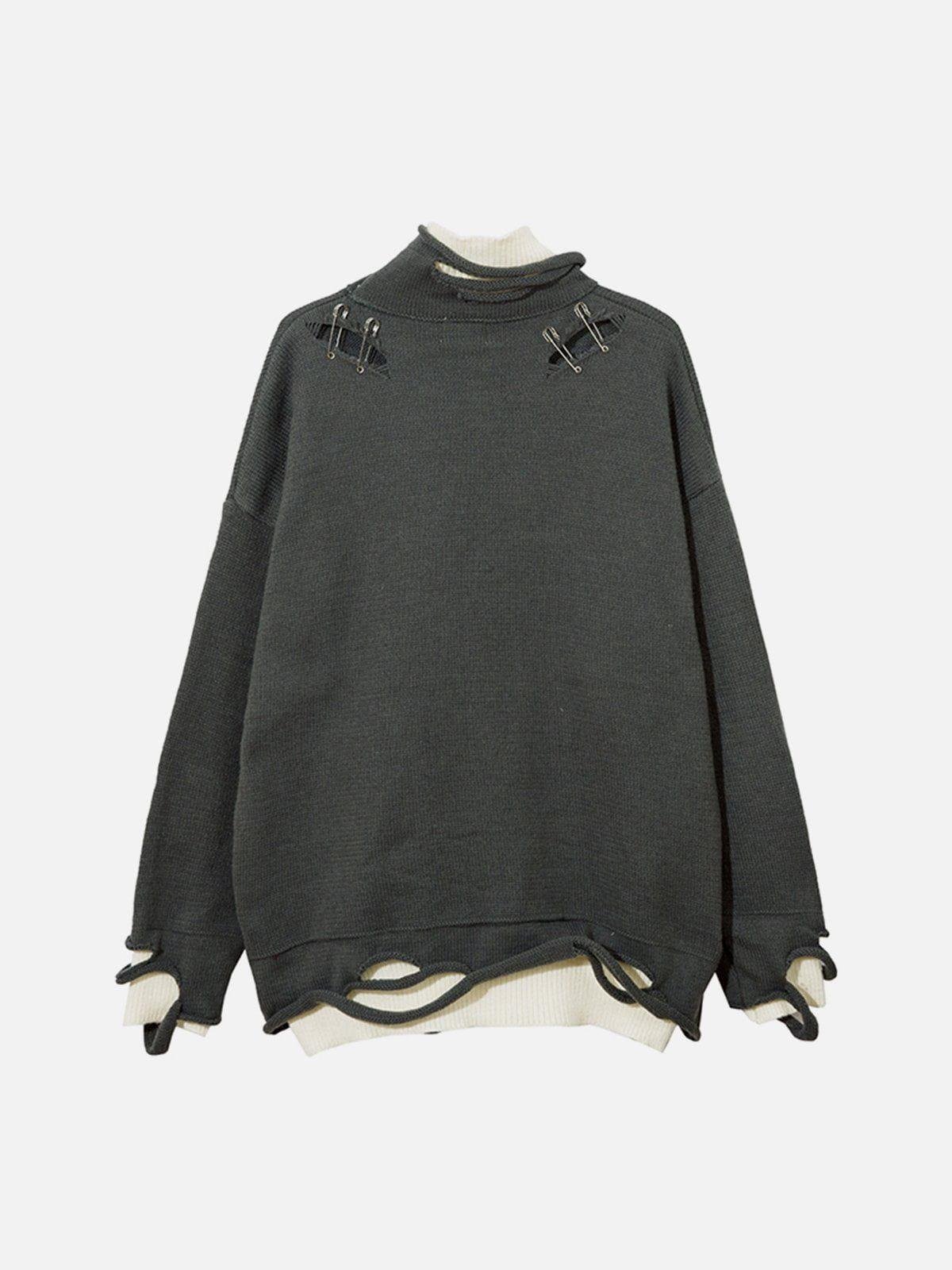 Concert Outfit Fake Two-Piece Pin Design Sweater Concert Outfit Fake Two-Piece Pin Design Sweater