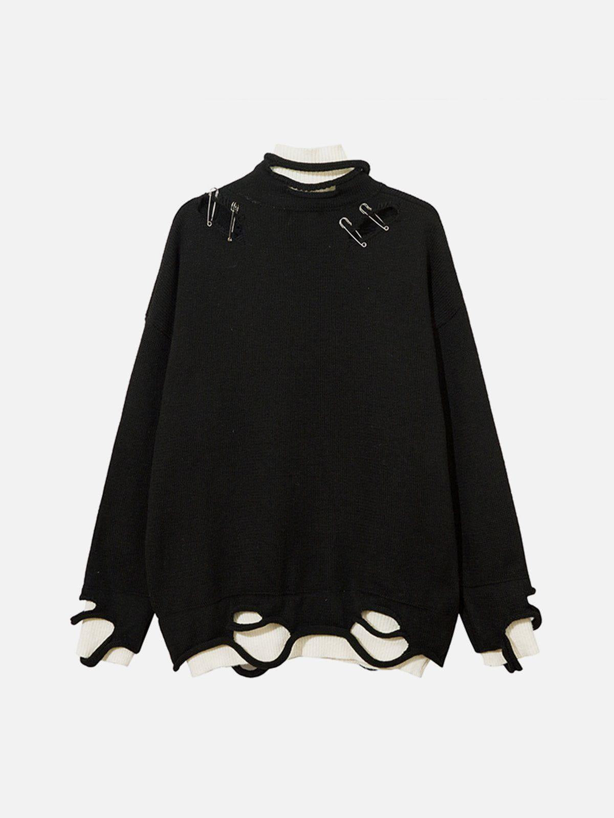 Concert Outfit Fake Two-Piece Pin Design Sweater Concert Outfit Fake Two-Piece Pin Design Sweater