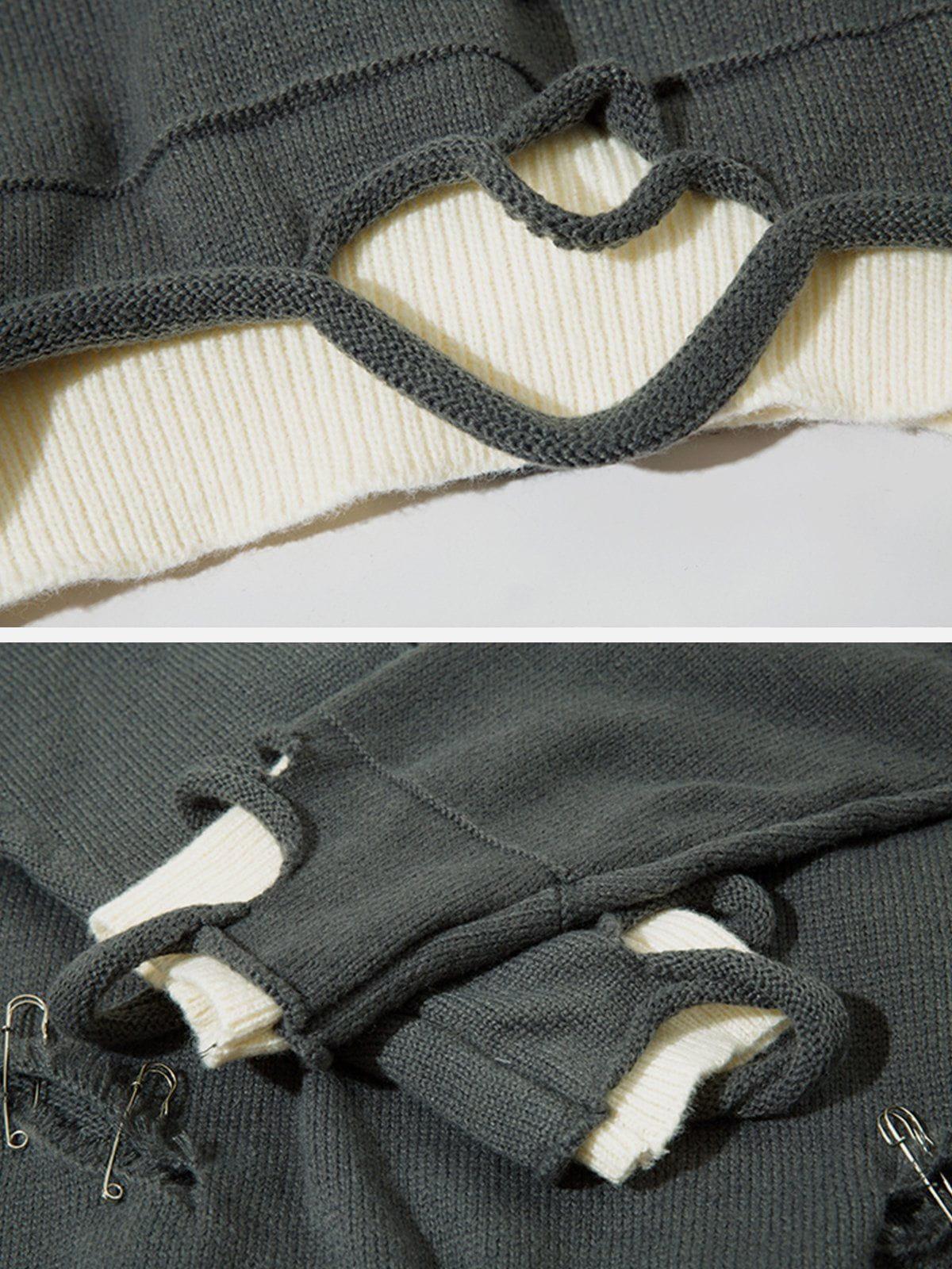 Concert Outfit Fake Two-Piece Pin Design Sweater Concert Outfit Fake Two-Piece Pin Design Sweater